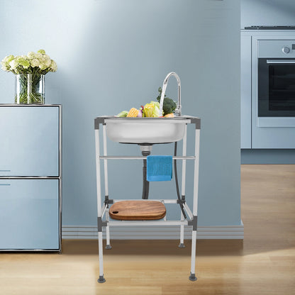 Freistehendes Küchenspülbecken mit Wasserhahn, 18,9 x 13,78 Zoll, Mehrzweckspülbecken-Set aus Edelstahl, 132 Pfund Kapazität für Zuhause, Wäsche, Garage