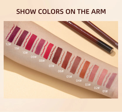 QIBEST 2pcs Lipstick Lipliner Pen Set Matte Nude Lip Liner Pencil Waterproof Long Lasting Lipstick Pen Contour Makeup For Women.