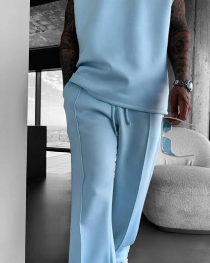 2025 Spring and summer men's new four seasons loose straight tube sports casual pants comfortable suit pants drawstring waistban.