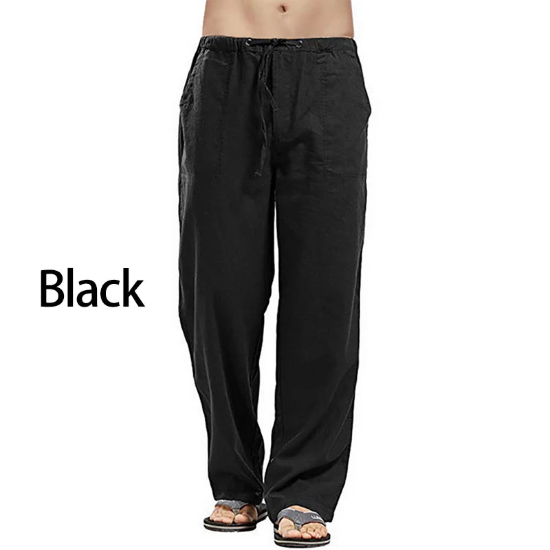 Spring Linen Wide Men Pants Korean Trousers Oversize Cotton Streetwear Male New Yoga Pants Casual Men Clothing Sweatpants.