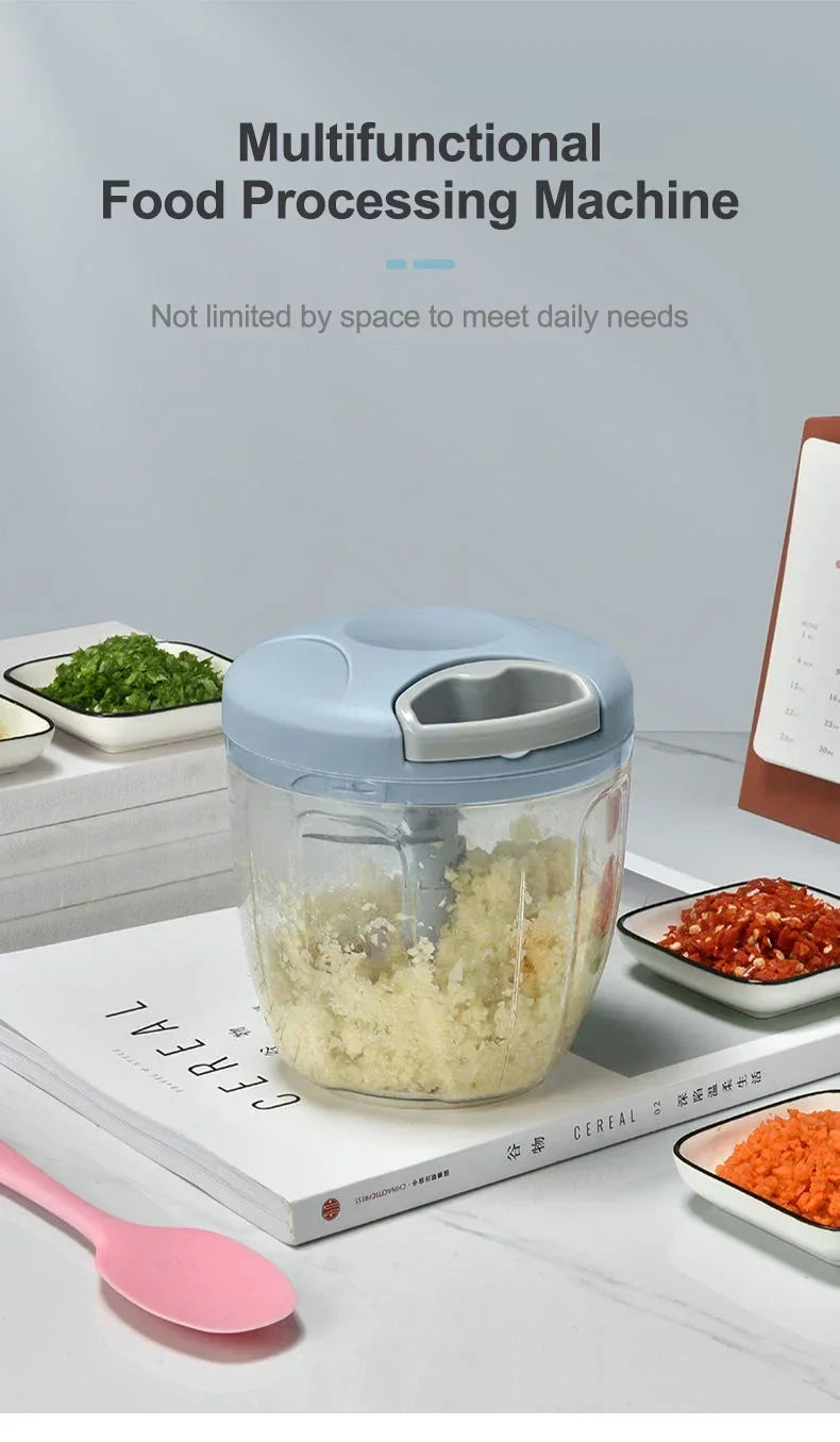 Manual Meat Mincer 500/900ML Garlic Chopper Kitchen Cooking Accessories Vegetable Onion Cutter Rotate Garlic Press Crusher.