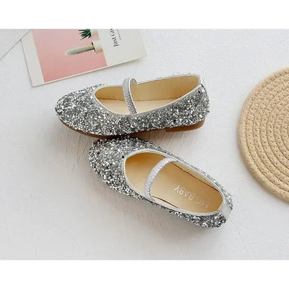 2025 Spring 1 to 12 years old girls dress shoes Beauty Pointed Toe Teen Girl Leather Shoes Bling Princess Wedding Shoes.