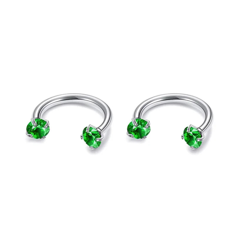 2Pcs 6/8/10mm Stainless Steel Zircon Piercings Earrings Horseshoe Ring Piercing Nose Ear Belly Rings Body Jewelry For Women/Men.