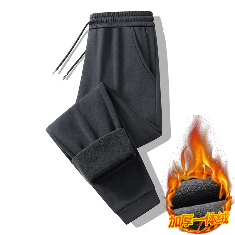 Men's Plus Size Pants Thickened Fleece Lined Thickened Autumn Winter Casual Trousers Loose Warm Outerwear Cold Proof Clothing