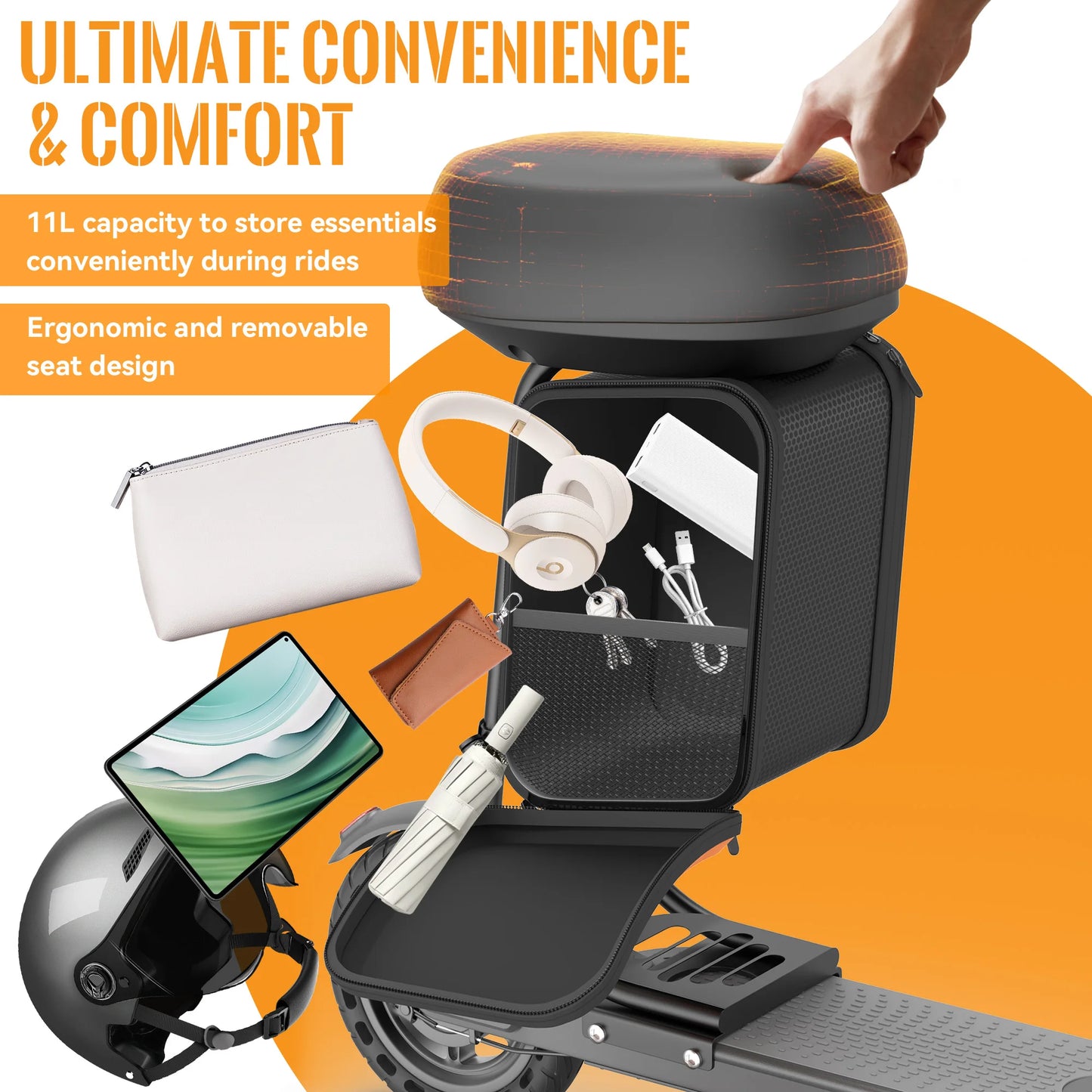 ATSANT Adult Electric Scooter 350W Powerful Motor 36V 25KM Long Range 8.5Inch with Storage Box Smart App Foldable Escooter.