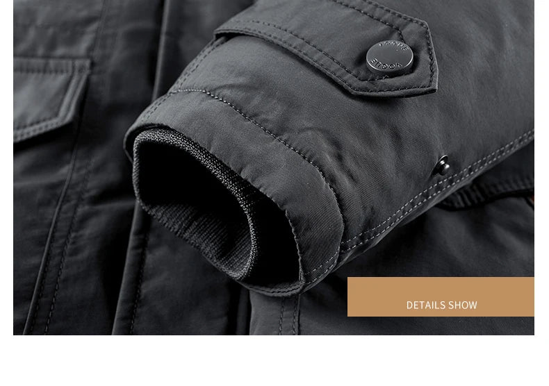 Thick Coat Winter Outdoor Running Sports Windproof Warm Fleece Hooded Cargo Jacket Men Removable Hood Thick Warm Fleece Jacket