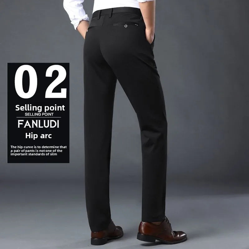 Men's Travel Dress Pants Stretch, No Iron Required Business Trousers, British Classic Slim Fit Lightweight Office Work Pants