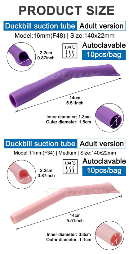 10pcs Dental Autoclavable Strong Suction Tips Dental Duckbill Evacuation Tips Aspirator Saliva Tube Suction Tips Dental Material.