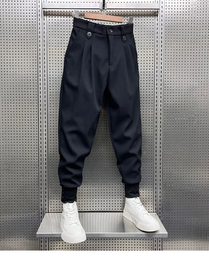 2024 New Spring and Autumn Fashion Brand Wrinkled and Handsome High Waist Button Loose Casual Harlan Suit Pants for Men.