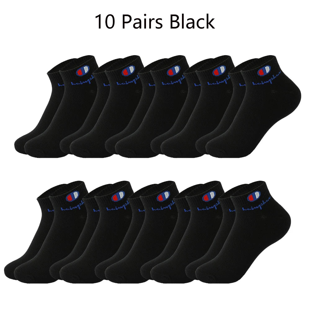 5/10/20 Pairs Men Ankle Socks Cotton Brand Classic Fashion Black White Socks Breathable Mesh Athletic Sports Socks for Summer