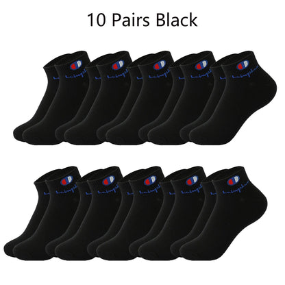 5/10/20 Pairs Men Ankle Socks Cotton Brand Classic Fashion Black White Socks Breathable Mesh Athletic Sports Socks for Summer