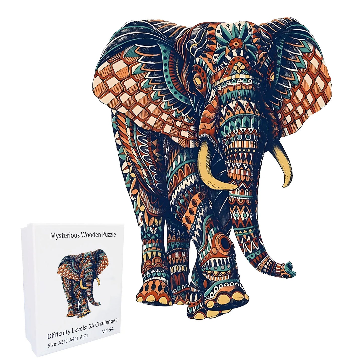 Unique Elephant Wooden Puzzle, Adult Stress Relief Toys, Irregular Animal Shapes, Holiday Birthday Gift.