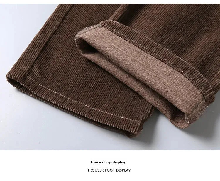 Herren Cord-Freizeithose, gerades Bein, lockere Passform, Jugend, Winter, dicke warme Samt-Jogginghose, Jogginghose, Baggy-Jogginghose