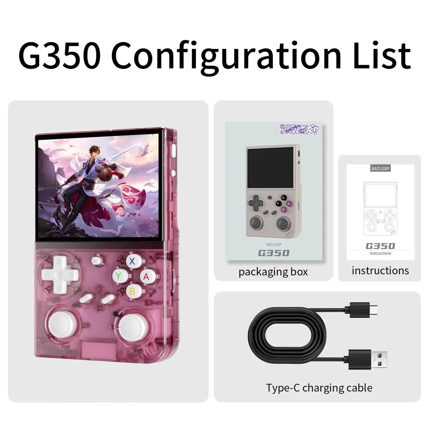G350 Retro Game Video Player 3.5'' IPS Screen Linux System 3200mAh Dual Joystick 640x480 Portable Handheld Game Console Gift.