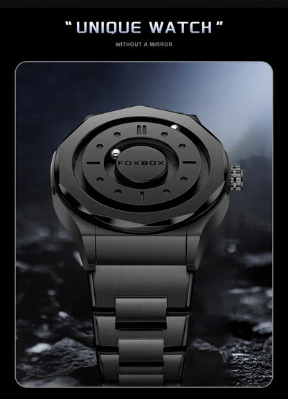 FOXBOX Creative Scrolling Pointer Magnetic Force Men's Quartz Wristwatches Outdoor Sports Waterproof Watch Men Relogio Masculino.