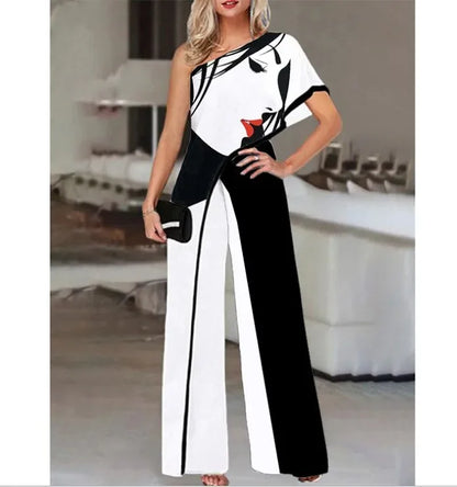 2024 Amazon Independent Station Women's Jumpsuit Slimming Fashionable Color Blocking Women's Trousers Jumpsuit Casual Style.
