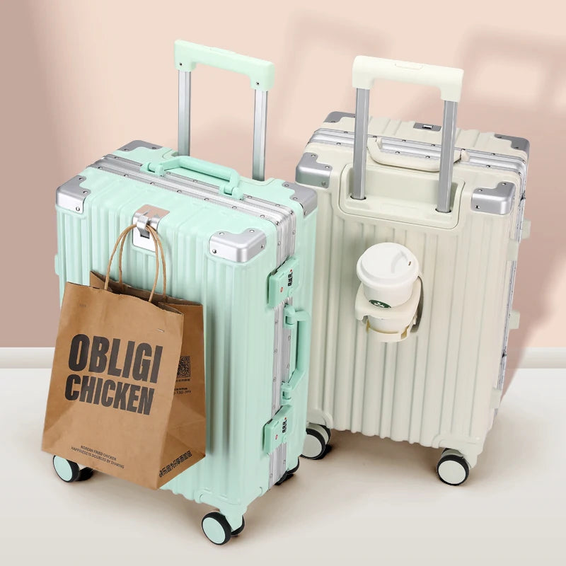 Studentenkoffer mit Aluminiumrahmen, großes Fassungsvermögen, Trolley-Koffer, neue, starke und langlebige Passwortbox, Herren- und Damen-Universalrad.