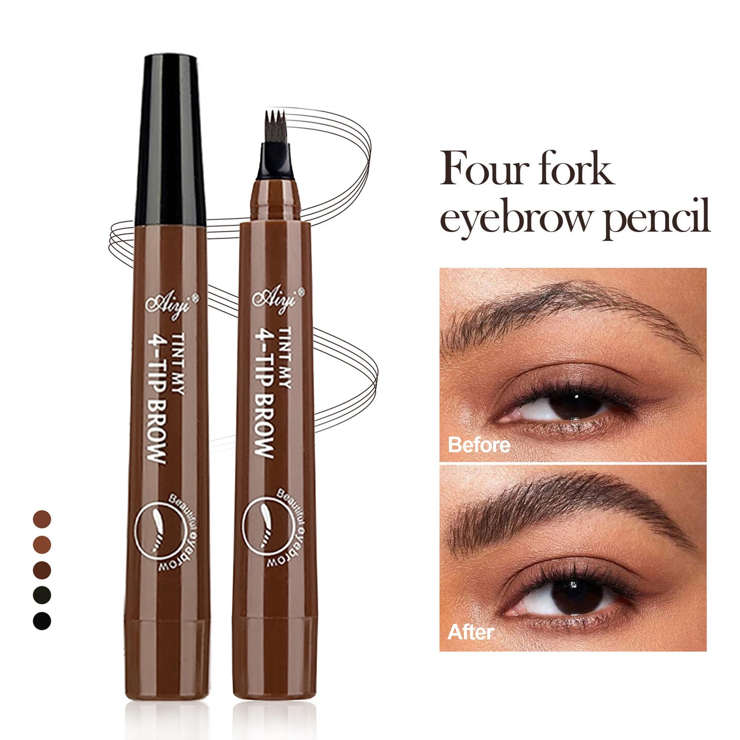 Four-pronged eyebrow pencil, four-end, long-lasting, non-smudged, water-resistant, anti-smudged eyebrow pencil.