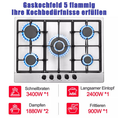 Topstrong 5 Burner Stainless Built-in Natural Gas Propane NG/LPG Gas Hob YYEUGCT-S05.