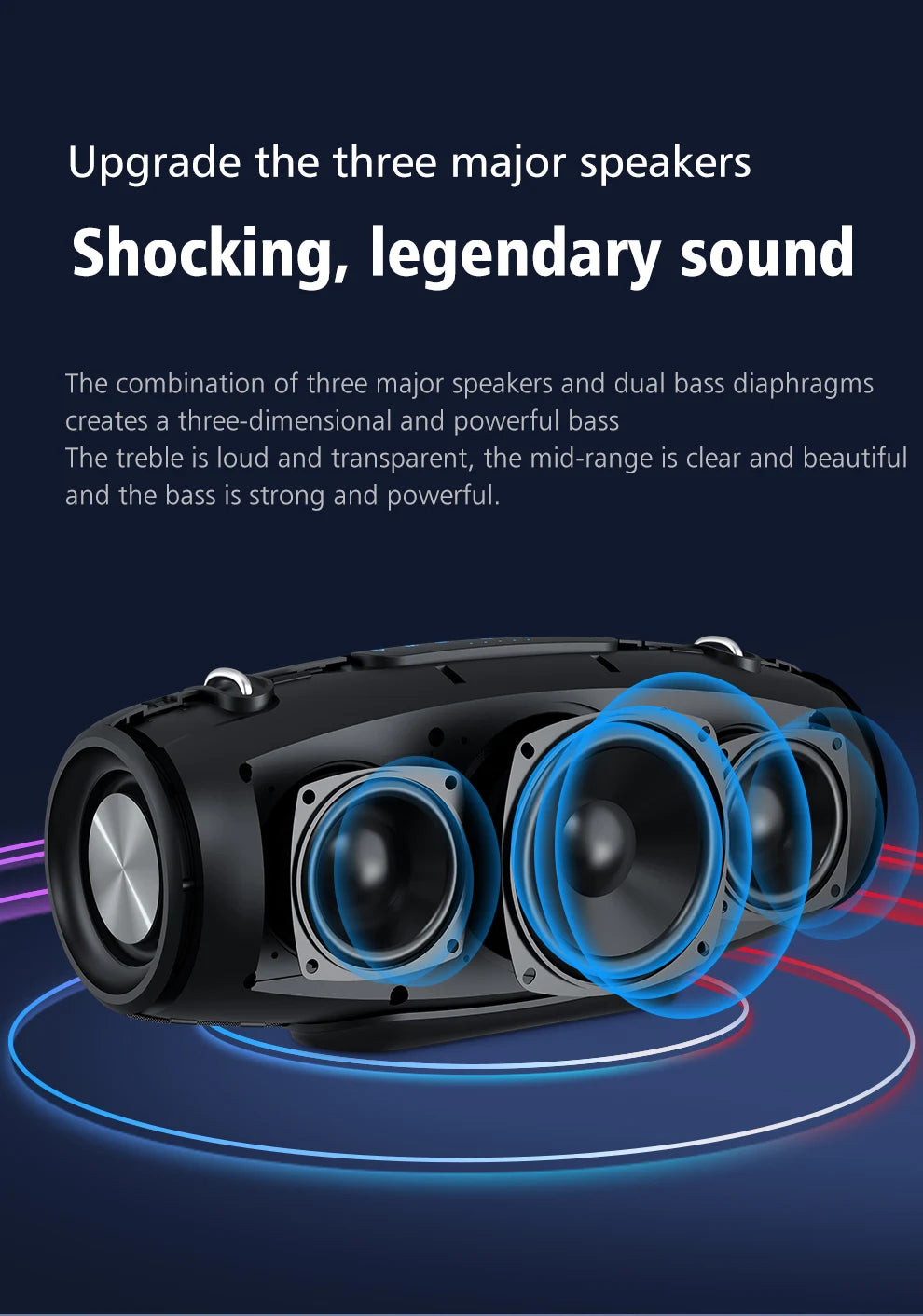 ZEALOT-S67 60W Portable Bluetooth Speaker Outdoor Party Speaker Big Loud Speaker Excellent Bass Performace 3D Speaker.