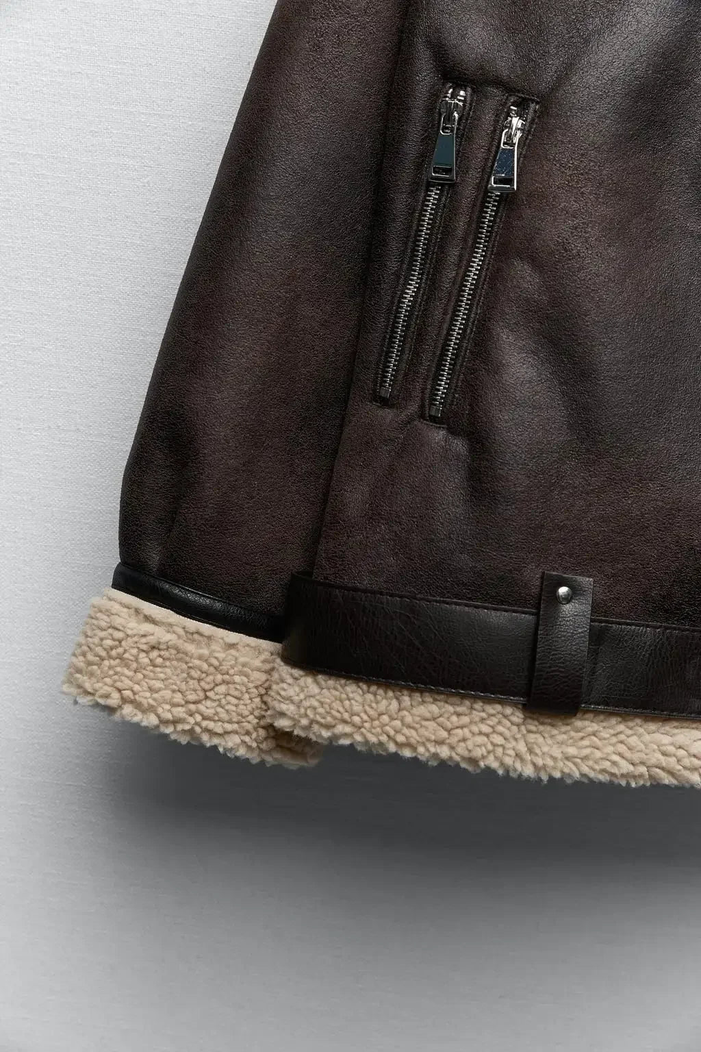 Frau dicke warme doppelseitige Faux Shear ling Jacke Herbst Winter neue Revers Langarm Gürtel Saum Reiß verschluss weibliche Oberbekleidung