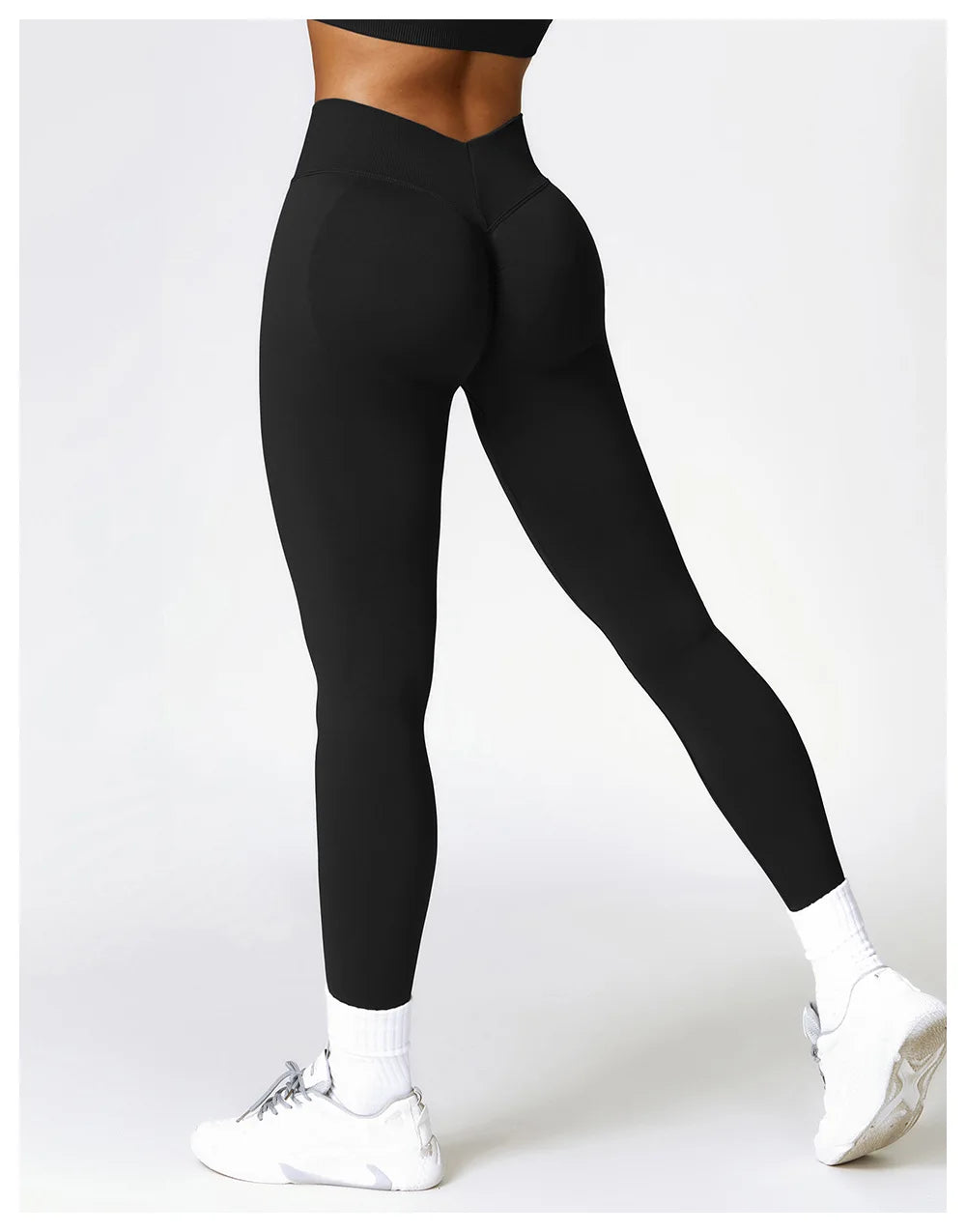 Women's V Back Sports Leggings Athletic Fitness Gym Yoga Pants Tights Scrunch Control Running Exercise Workout Leggins.