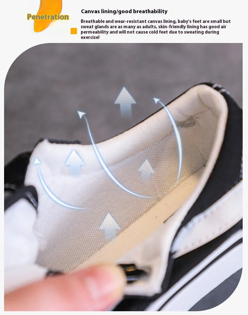 Children's Canvas Shoes Boys Board Shoes New Net Red Low Gang Middle and Large Children Baby Girls Board Shoes Parent-Child Shoe.