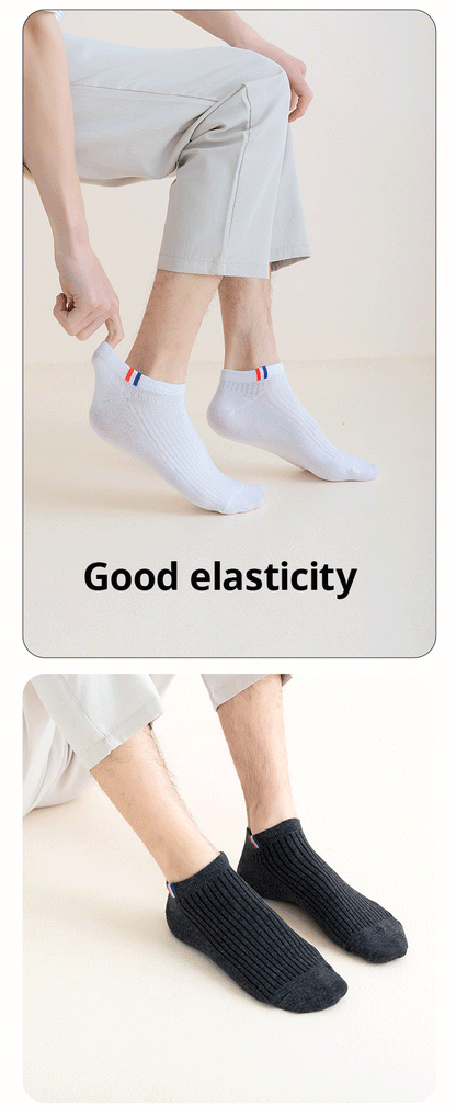 5 Pairs Of Thin Summer Blending Boat Socks Plain Color Mens Casual Socks Breathable Sweat Absorbing Calibration Socks.