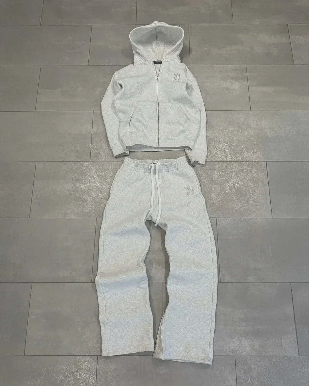 Europäischen und Amerikanischen Retro Männer Anzug Brief Gestickte Zipper Hoodie Frauen Modische Casual Lose Grau Gerade Hosen.