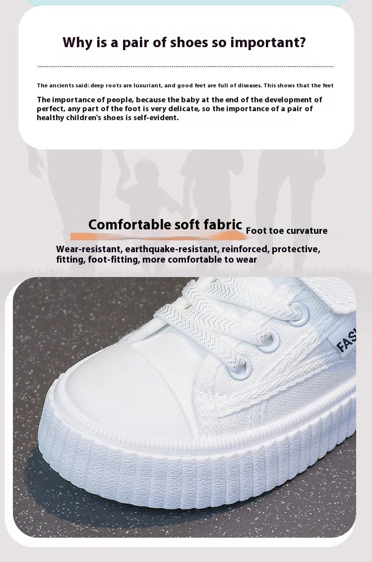 Children's Canvas Shoes 2025 Summer New Students White Shoes Boys Sports Shoes Girls Breathable Casual Shoes Children's Shoes.