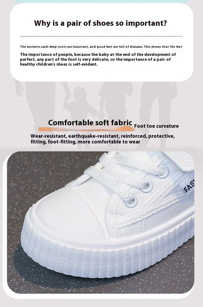 Children's Canvas Shoes 2025 Summer New Students White Shoes Boys Sports Shoes Girls Breathable Casual Shoes Children's Shoes.