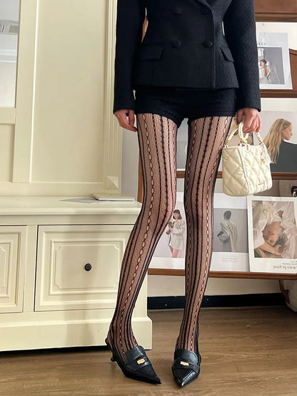 Tights Nylon Stretch Pantyhose Non Slip Stocking Slimming Stripes Legwear Women Party Daily Wear Stockings Hosiery