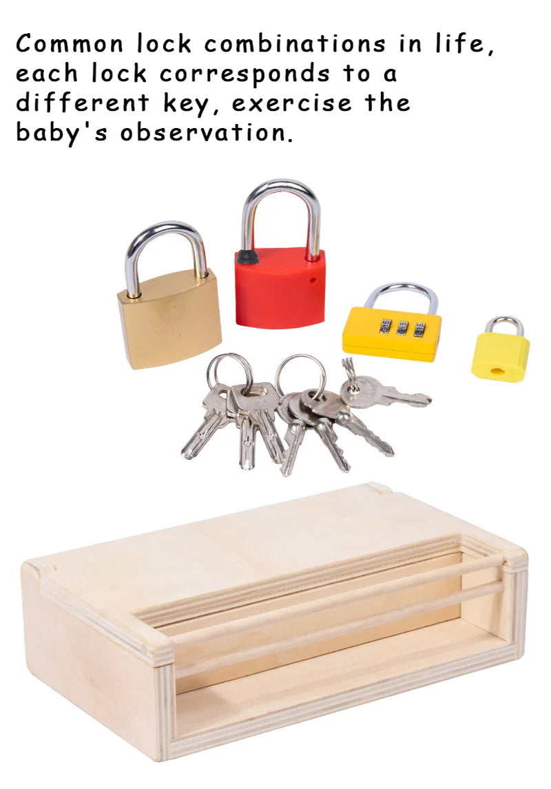 Montessori Unlocking Toys Learning Locks With Keys Children Educational Game Fine Motor Training Sensory Materials Teaching Aids.