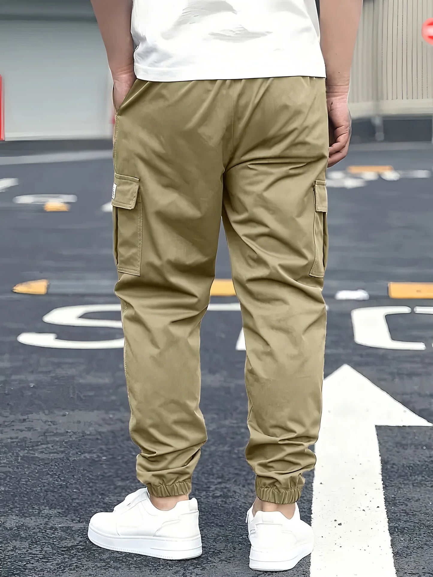 Men's Cargo Pants Sweatpants Outdoor Bunched Long Trousers  Casual Autumn Multi-Pocket Durable Workwear Male Trousers.
