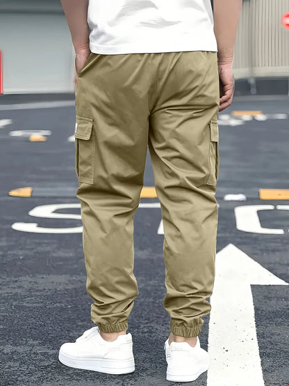 Men's Cargo Pants Sweatpants Outdoor Bunched Long Trousers  Casual Autumn Multi-Pocket Durable Workwear Male Trousers.