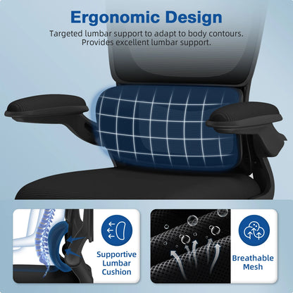 Daccormax Bürostuhl ergonomisch, Schreibtischstuhl, 150 kg Fassungsvermögen, verstellbare Kopfstütze und Armlehnen, Computerstuhl mit Lordosenstütze