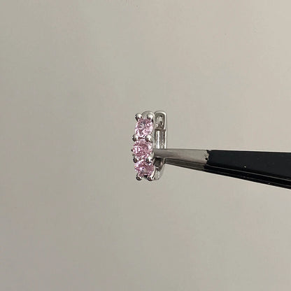 Cute Pink Zircon Cat Stainless Steel Ear Bone Nail Water Droplet Pendant Small Earrings for Women Cochlear Puncture Accessory.