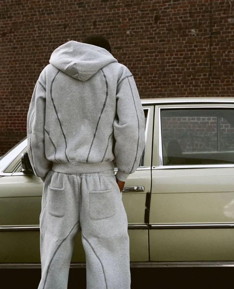 High street hip hop fashion new Y2k men clothing set retro trend casual sportswear personality pattern design loose sweatpants.