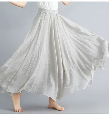 Fashion Clothes Women Clothing Skirts Vintage Y2k Elegant Streetwear Bohemian Cotton Linen Casual Vestido De Festa Long Skirt.