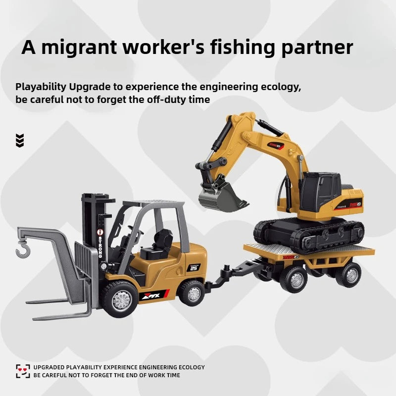 RC Car 1/64 Full Scale Mini RC Engineering Vehicle Desktop Electric Remote Control Excavator Dump Truck Forklift Model Toy Gift.