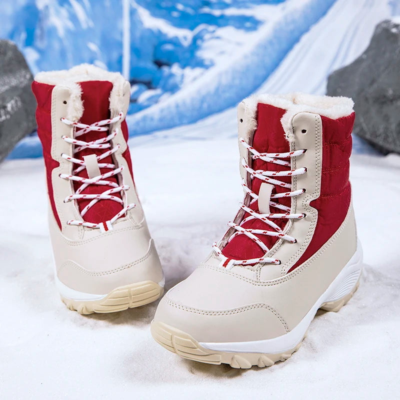 Snow Boots Woman Flat Woman Shoes Lace Up Women Shoes Solid Ankle Boots Warm Lightweight Women's Winter Boots Botas Mujer.