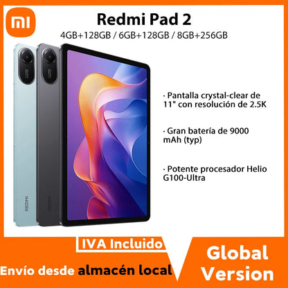 Global Version Xiaomi Redmi Pad 2 Tablet 11" 2.5K Display 9000mAh Battery 18W Fast Charge Xiaomi HyperOS 2.