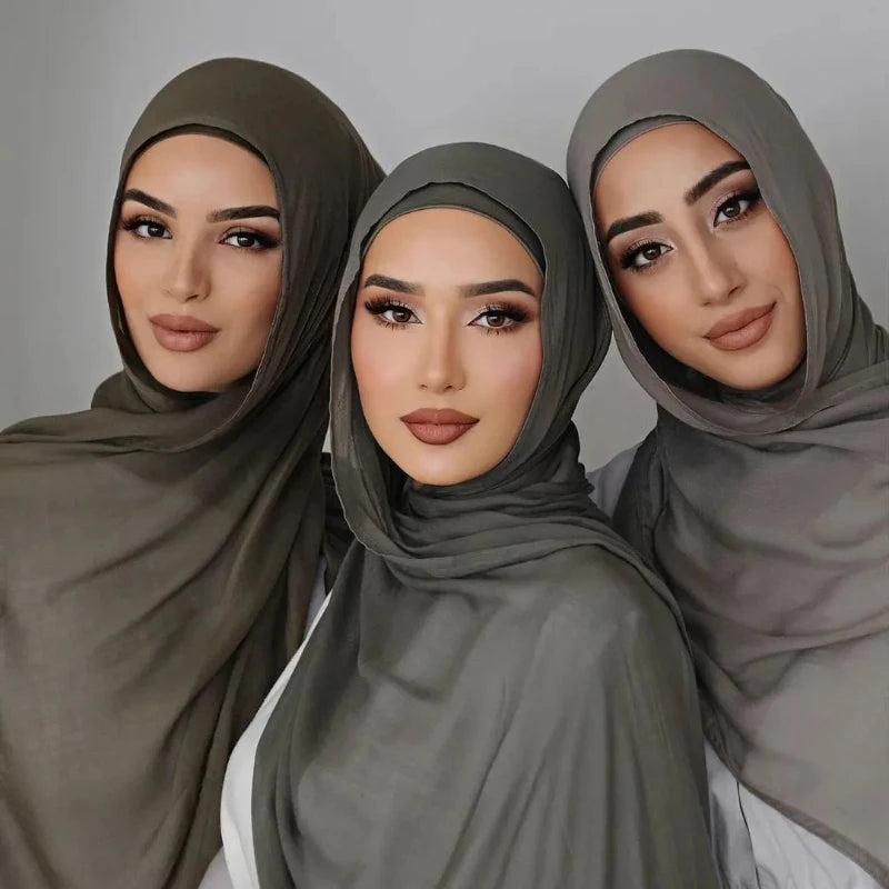 2pcs Set Modal Hijabs with Underscarf Caps Rayon Cotton Shawls for Women Plain Scarf Big Size Headscarf Islamic Turban Headband.