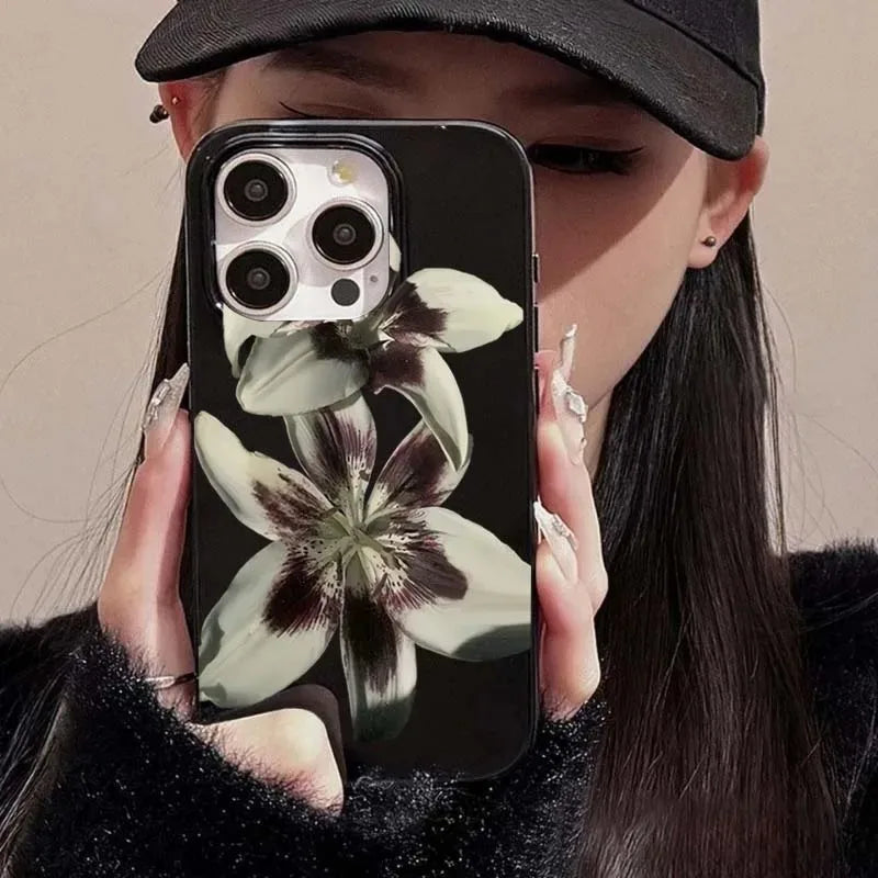 Lily Orchid Flower Print Soft Phone Case For iPhone 16 15 14 13 12 11 Pro Max XS XR X 7 8 Plus SE 2020 2022 Shockproof Cover.