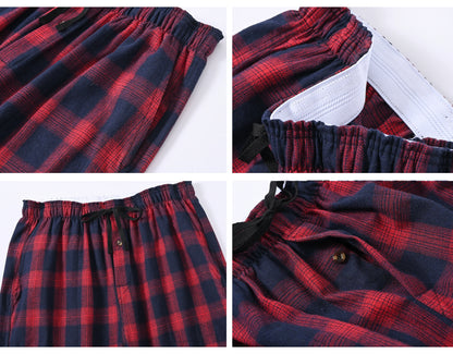 3Pcs Men's 100% Cotton Plaid Pajama Sleeping Pants, Long Plaid Print Sleepwear Pajama Pants with Elastic Waist Homewear.