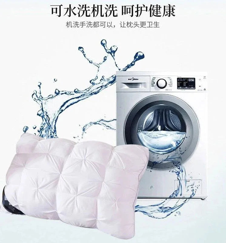 New Hilton Twisted Flower Bread Pillow Feather Velvet Neck Protection Hotel Pillow Core Single Person Not Easy to Collapse.