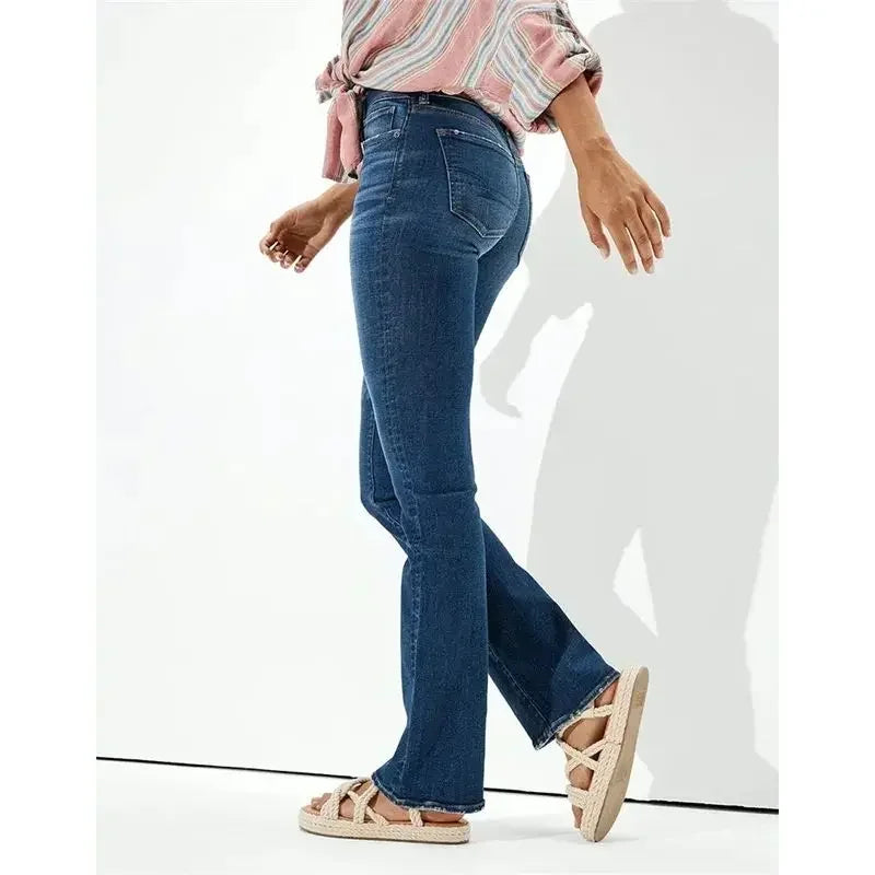 Women High Waist Hip Lift Straight Jeans Four Seasons Casual Slim Denim Pants Daily Female Comfortable Office Commuter Trousers.