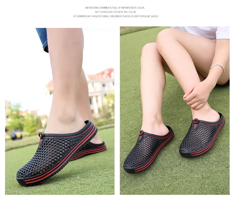 YRZL Mens Sandals Light EVA Summer Casual Shoes Hole Shoes Clogs Lovers Home Garden Outdoor Big Size 45 Male Beach Flat Slippers