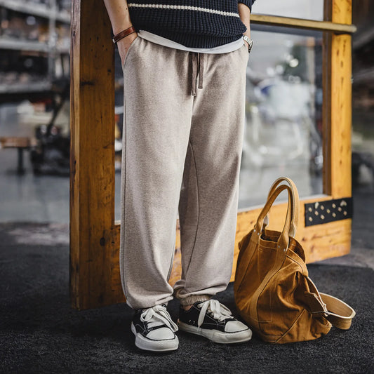 Maden Men's Men's Jogger Pants Embroidered Straight-Leg Sweatpants Elastic Waist Cuffed Casual Training Trousers for Fall Winter.