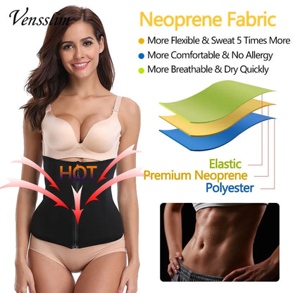 Vensslim Waist Trainer Tummy Control Wrap Women Zipper Slimming Girdle Body Shaper Belt Hpt Thermo Neoprene Sauna Sweat Cincher.